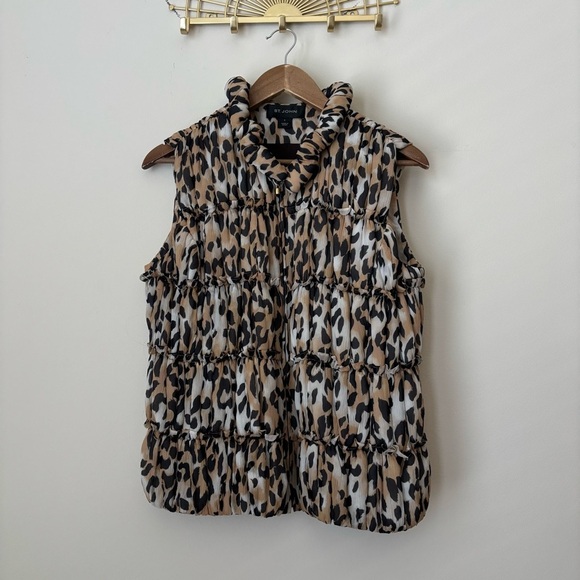 St. John Jackets & Blazers - St. John Silk Leopard Print Zip Front Puffer Vest Small